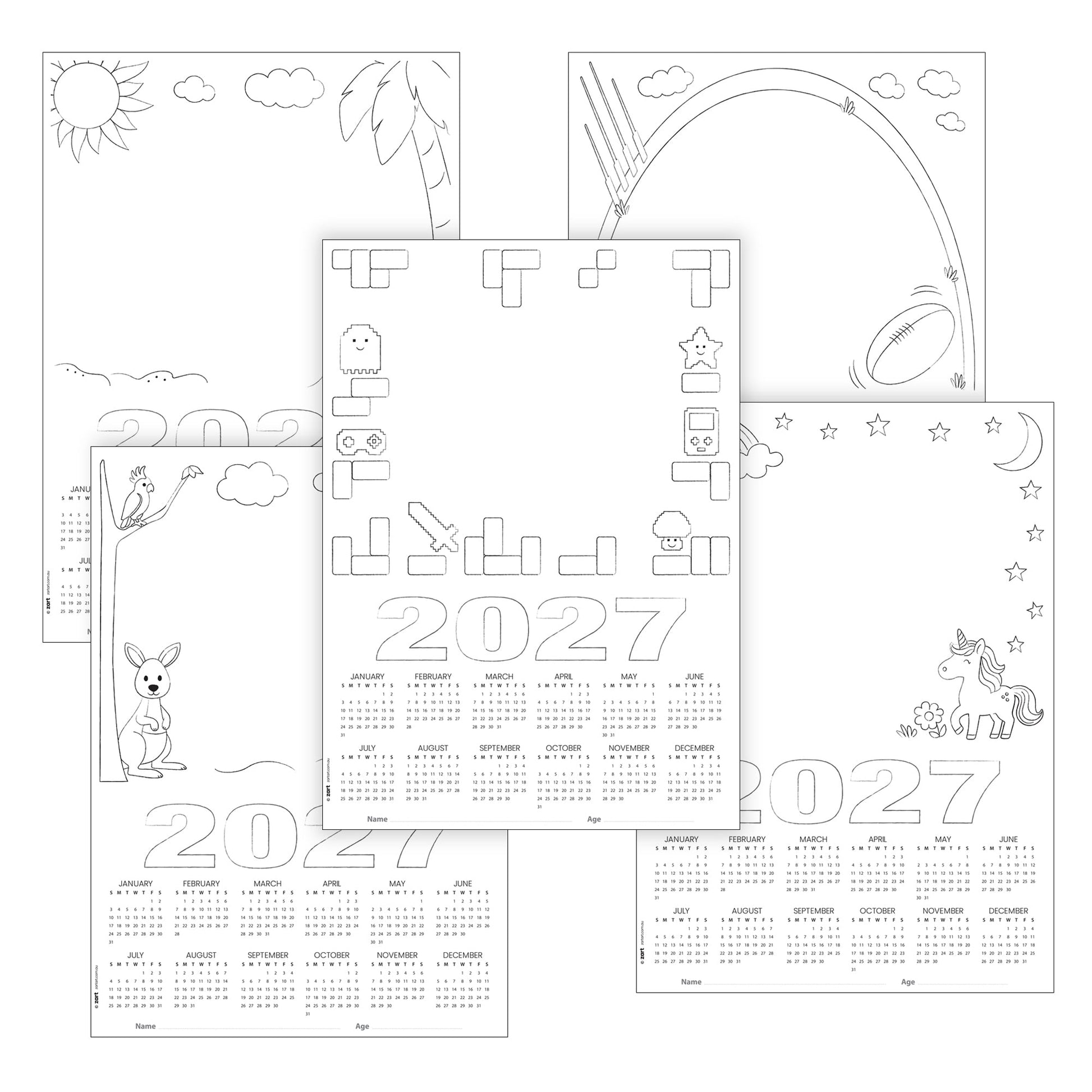 Card Calendar Themed Blanks A3 - Pack of 25 (2027)