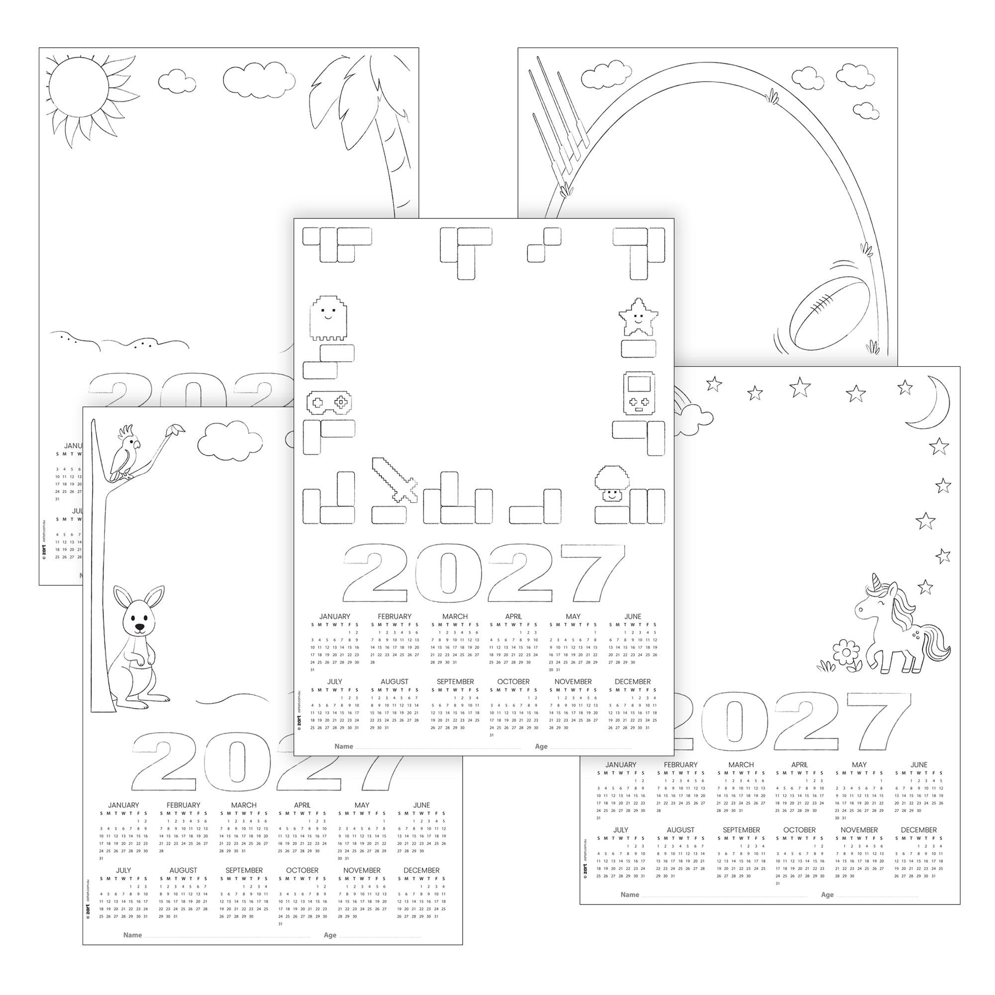 Card Calendar Themed Blanks A3 - Pack of 25 (2027)