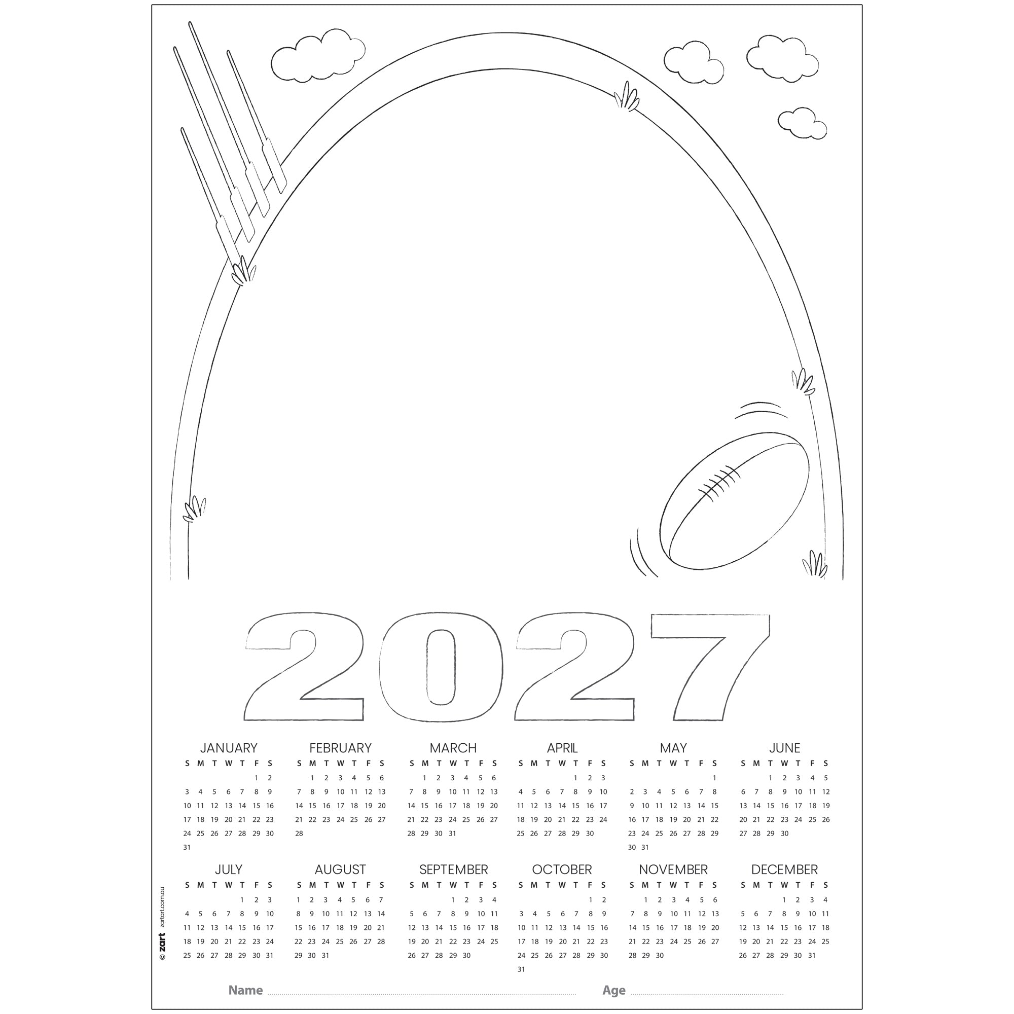 Card Calendar Themed Blanks A3 - Pack of 25 (2027)