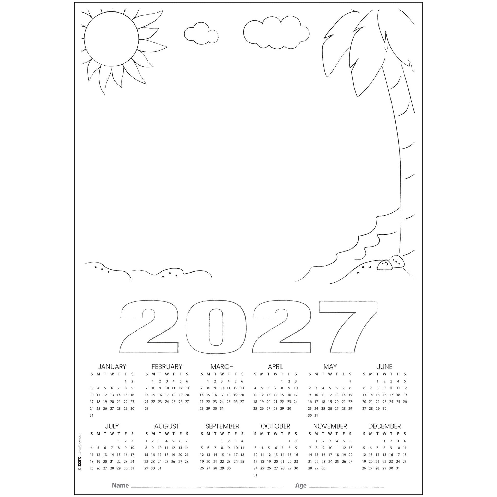 Card Calendar Themed Blanks A3 - Pack of 25 (2027)