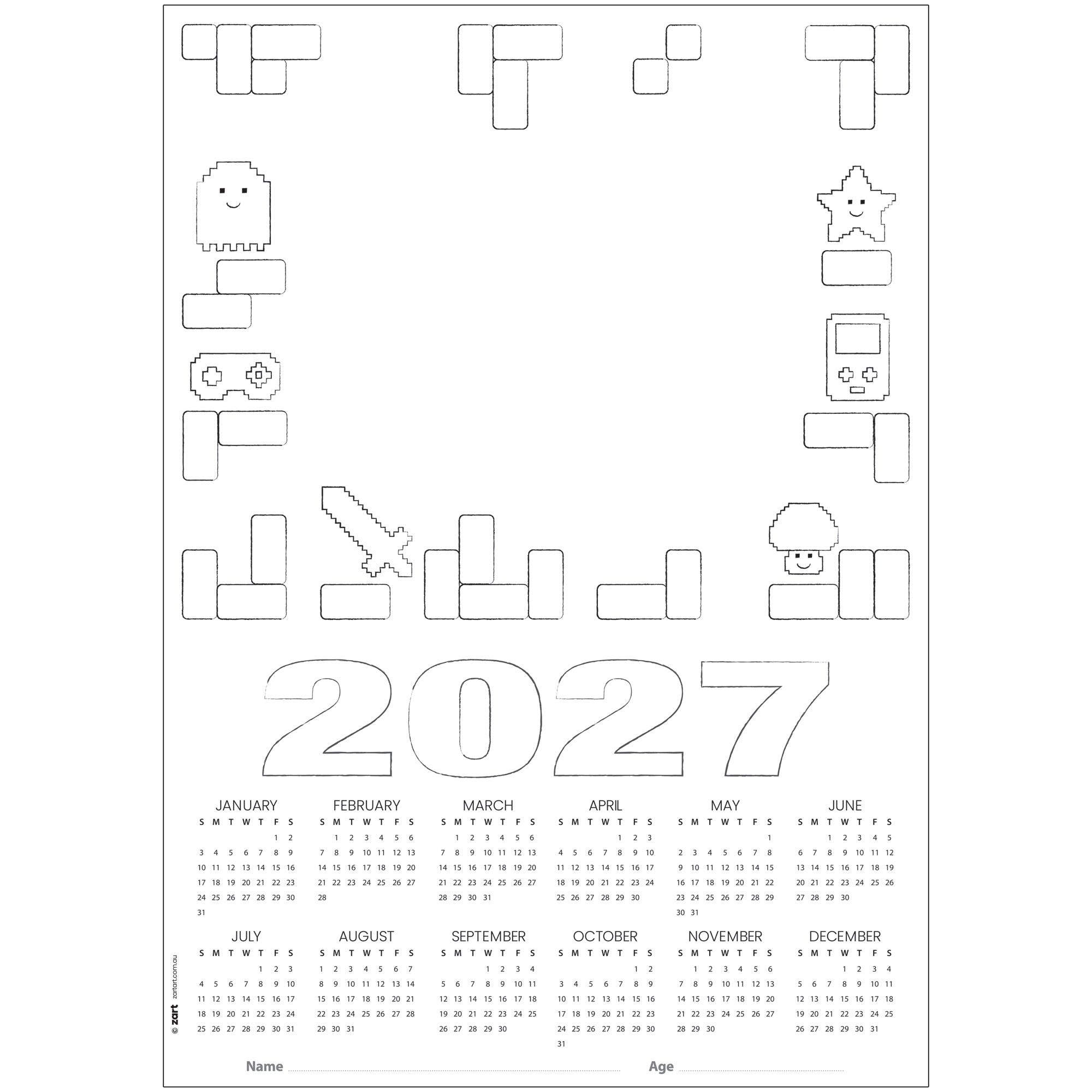 Card Calendar Themed Blanks A3 - Pack of 25 (2027)