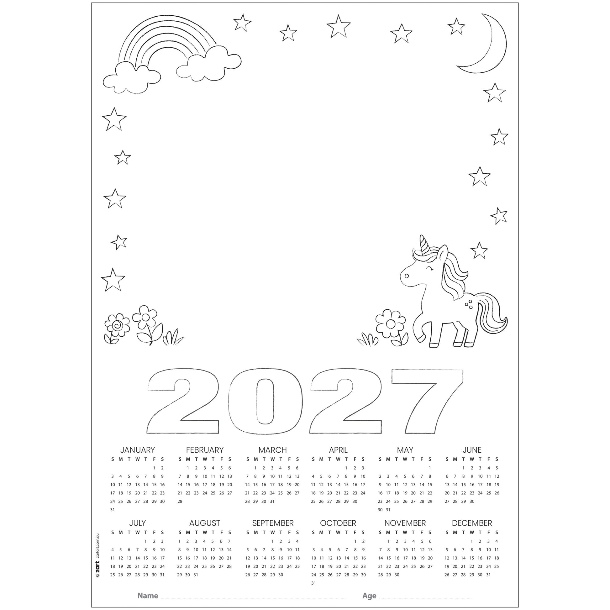Card Calendar Themed Blanks A3 - Pack of 25 (2027)