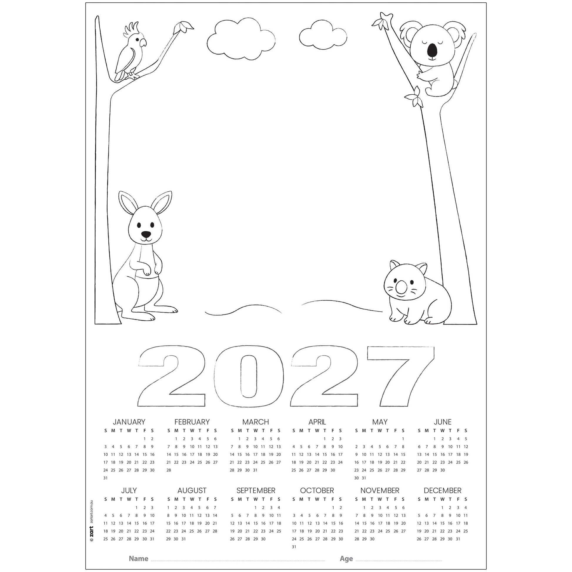 Card Calendar Themed Blanks A3 - Pack of 25 (2027)