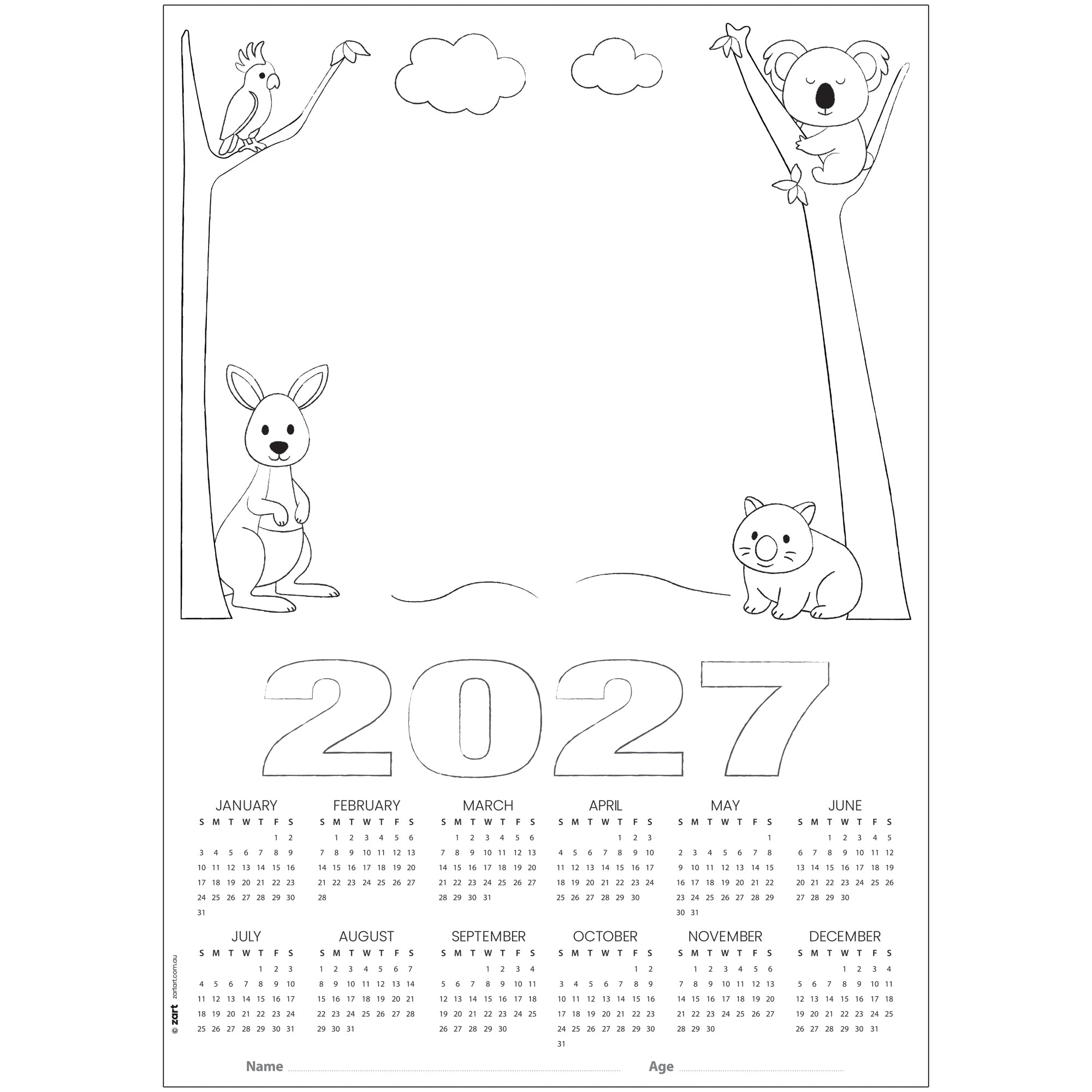 Card Calendar Themed Blanks A3 - Pack of 25 (2027)