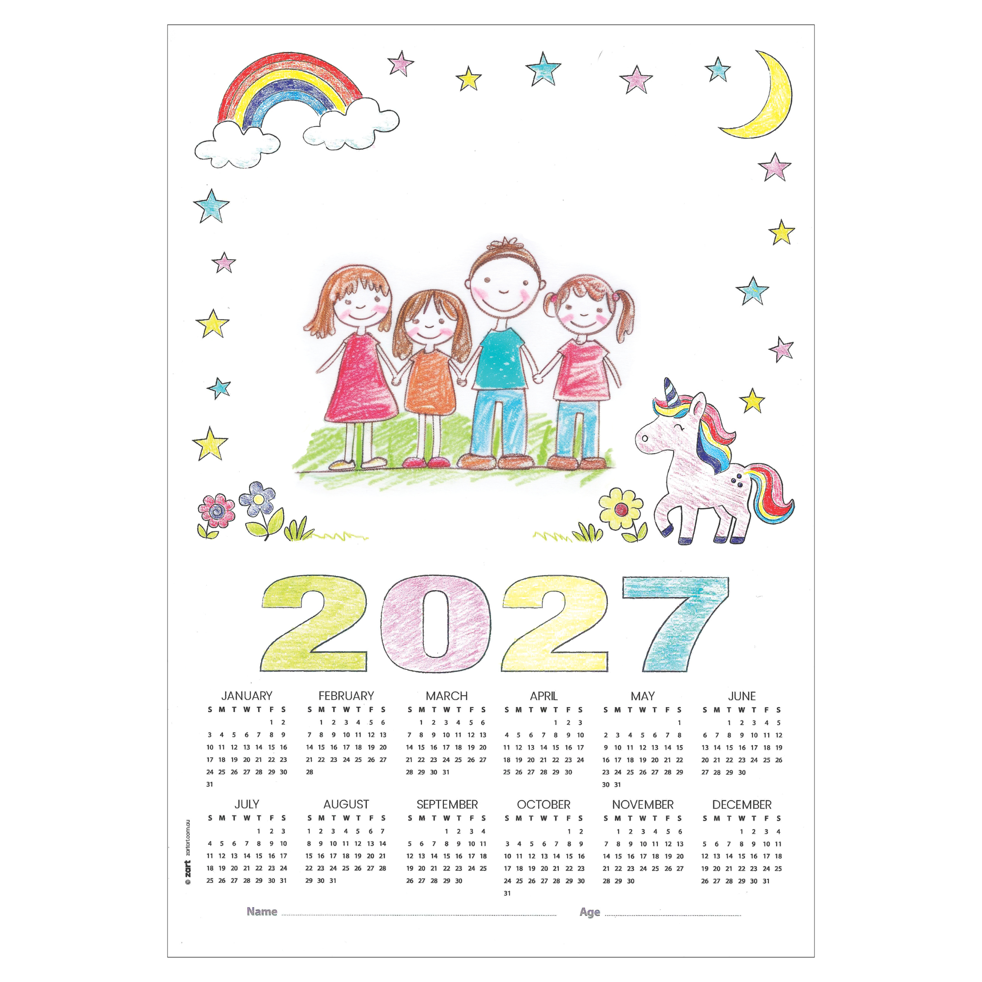 Card Calendar Themed Blanks A3 - Pack of 25 (2027)