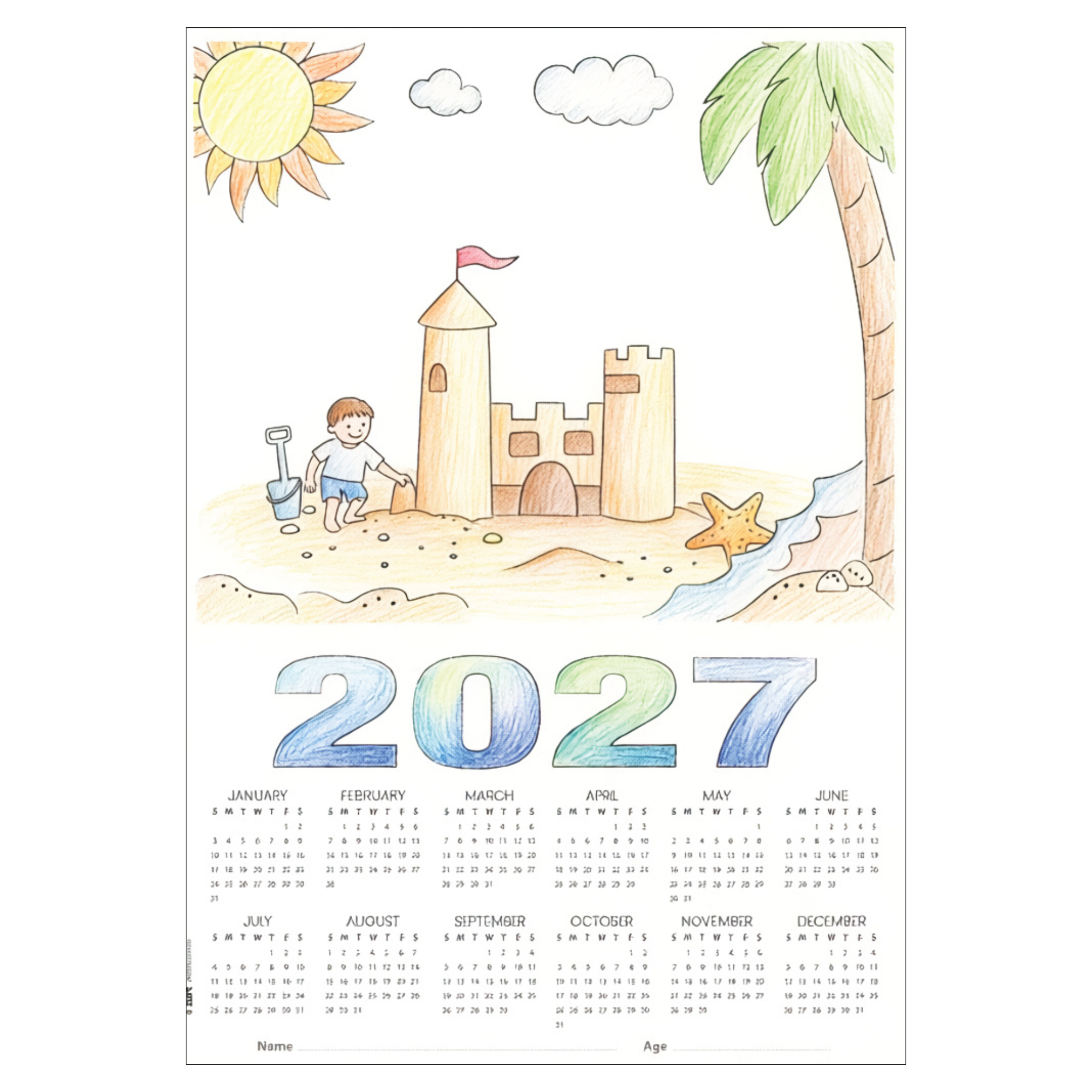 Card Calendar Themed Blanks A3 - Pack of 25 (2027)