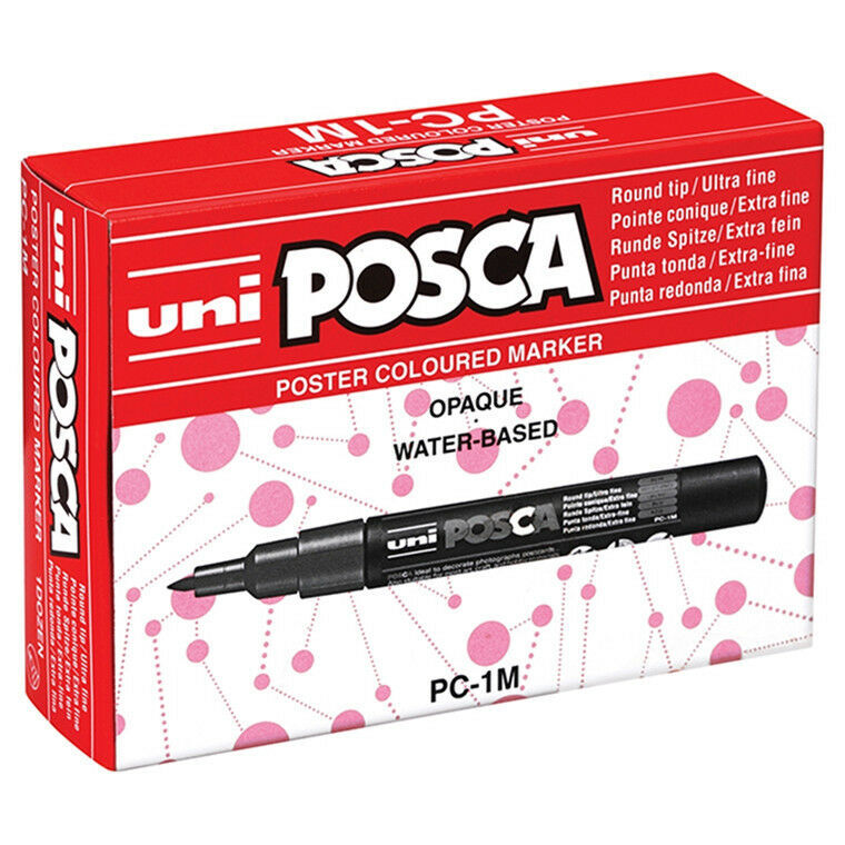 Posca Water-Based Paint Markers: 0.7mm Bullet Tip - Assorted Colours (Pack of 12)