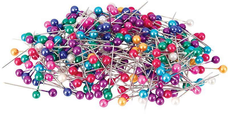 Pearl Headed Pins - Coloured (Pack of 1000)