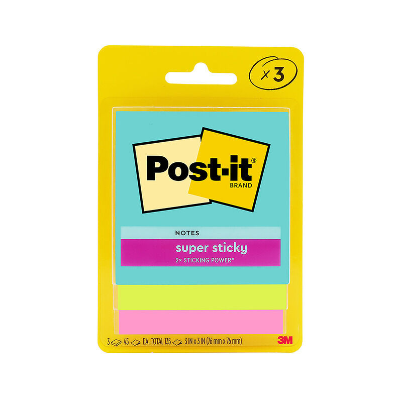 Post-It Super Sticky Notes Miami 76 x 76mm 3-Pack (Box of 6)