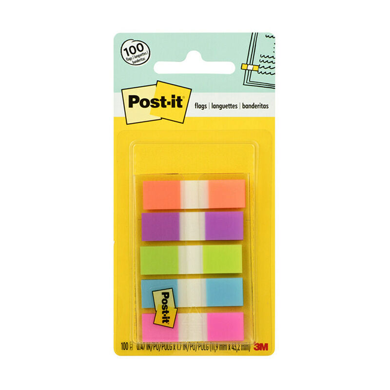 Post-It Flags 5 Colours 12 x 43mm 100-Pack (Box of 6)