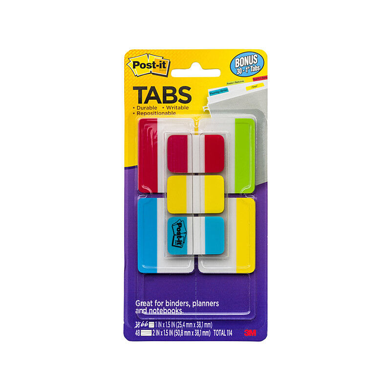 Post-It Tabs Assorted Sizes and Colours 48-Pack (Box of 12)