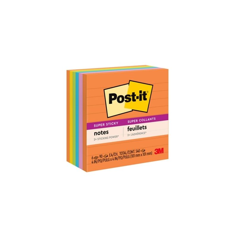 Post-it Lined Super Sticky Notes Rio de Janeiro 101 x 101mm - 6 Pack