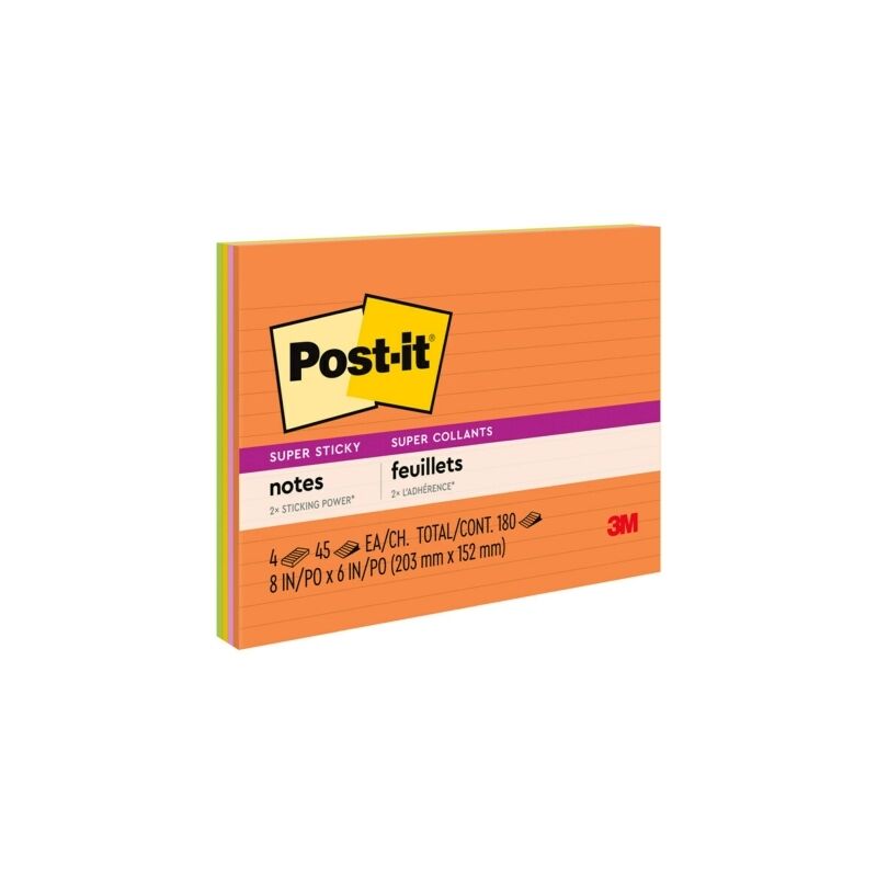 Post-it Lined Super Sticky Notes Rio de Janeiro 203 x 152mm - 4 Pack