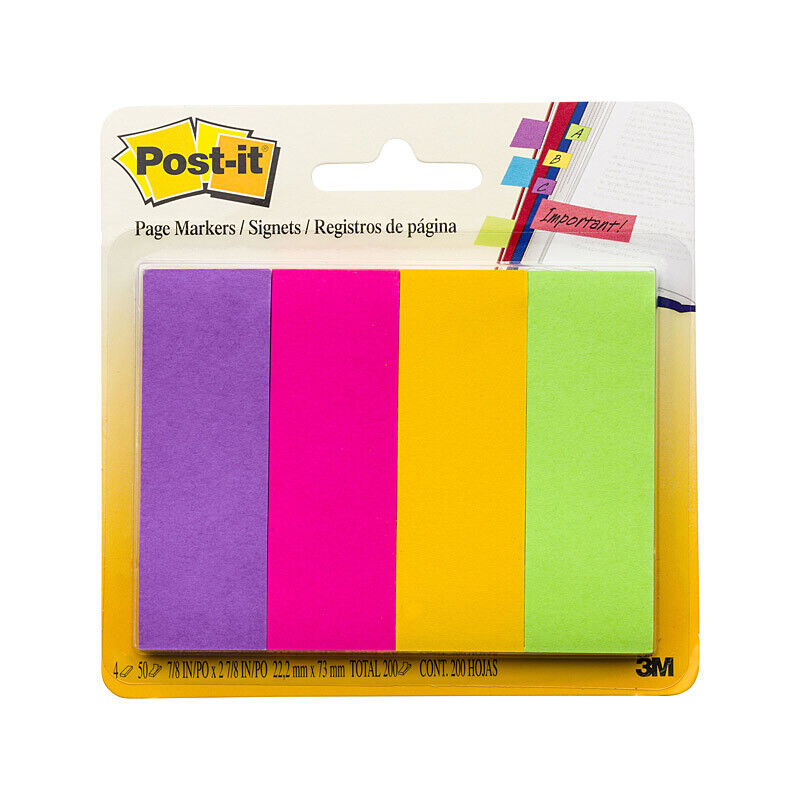 Post-It Page Markers Neon Colours 23 x 73mm 200-Pack (Box of 6)