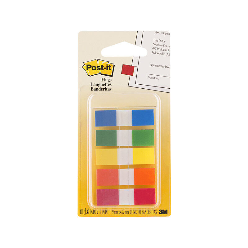 Post-It Flags Assorted Colours 12 x 45mm 5-Pack (Box of 6)