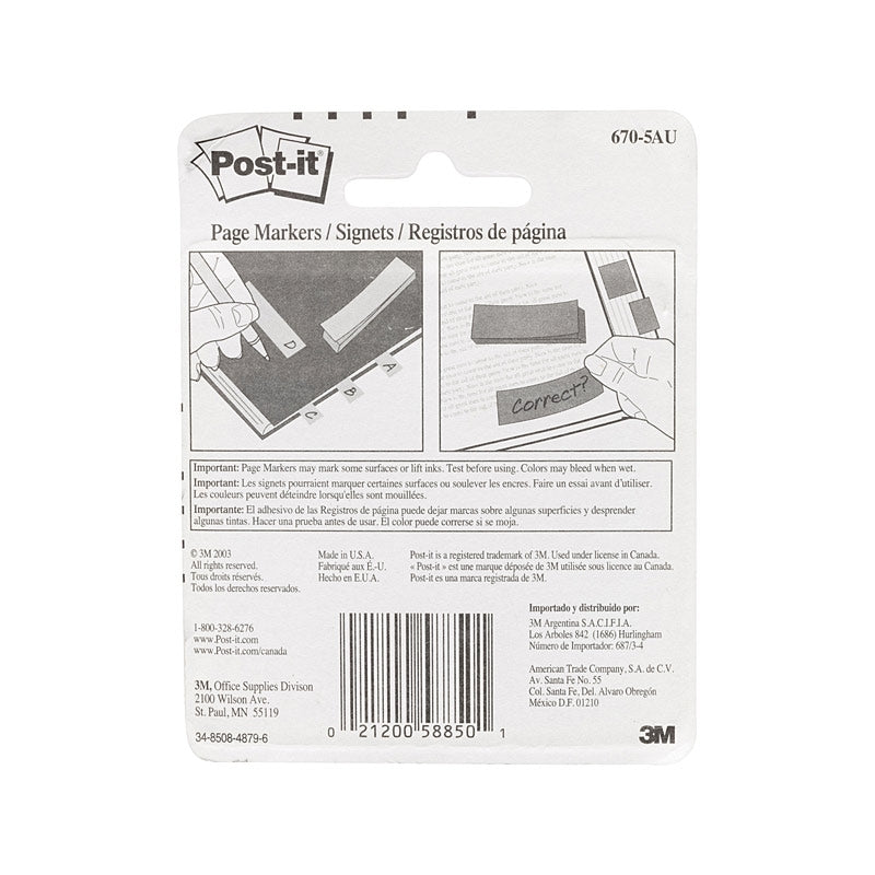 Post-It Page Markers Assorted Colours 13 x 45mm 5-Pack (Box of 6)