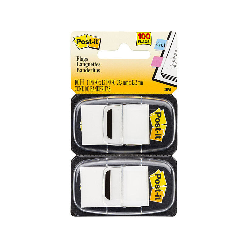 Post-It Flags White 25 x 43mm 2-Pack (Box of 6)