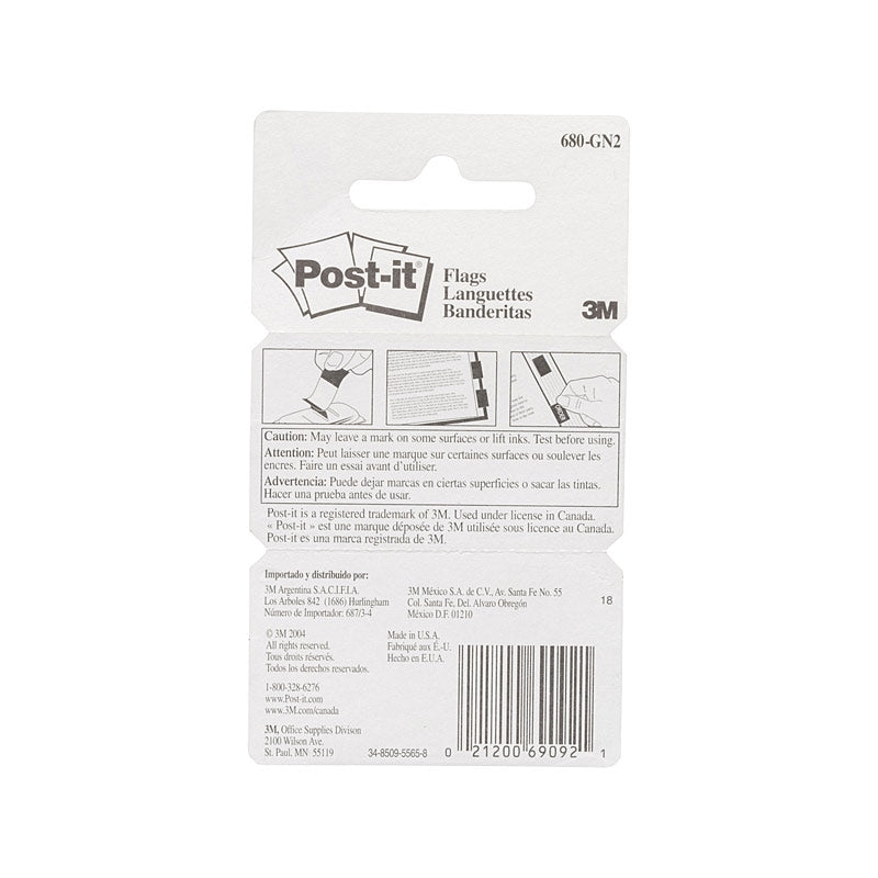 Post-It Flags Green 25 x 43mm 2-Pack (Box of 6)
