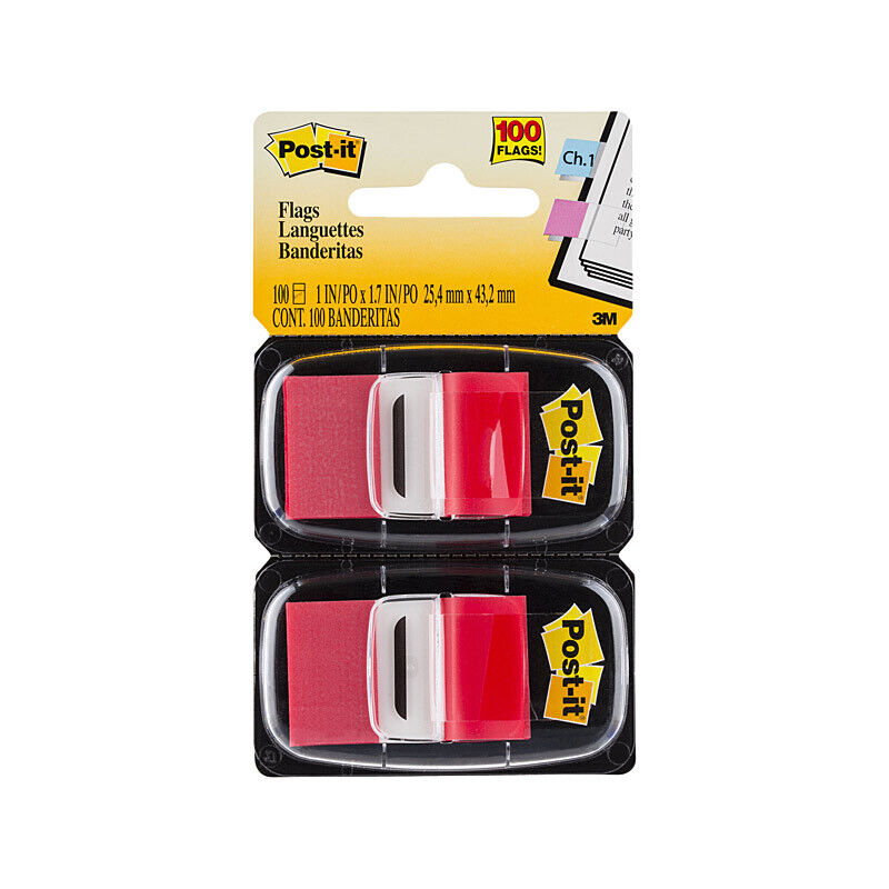 Post-It Flags Red 25 x 43mm 2-Pack (Box of 6)