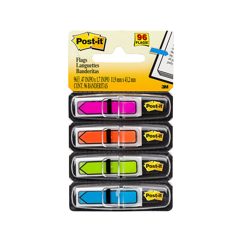 Post-It Arrow Flags Bright Colours 12 x 45mm 4-Pack (Box of 6)