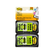 Post-It Sign & Date Flags Bright Green 25 x 43mm 2-Pack (Box of 6)