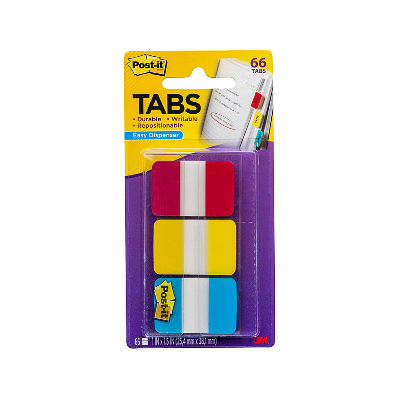 Post-It Index Tabs Red Yellow Blue 25 x 43mm 3-Pack (Box of 6)