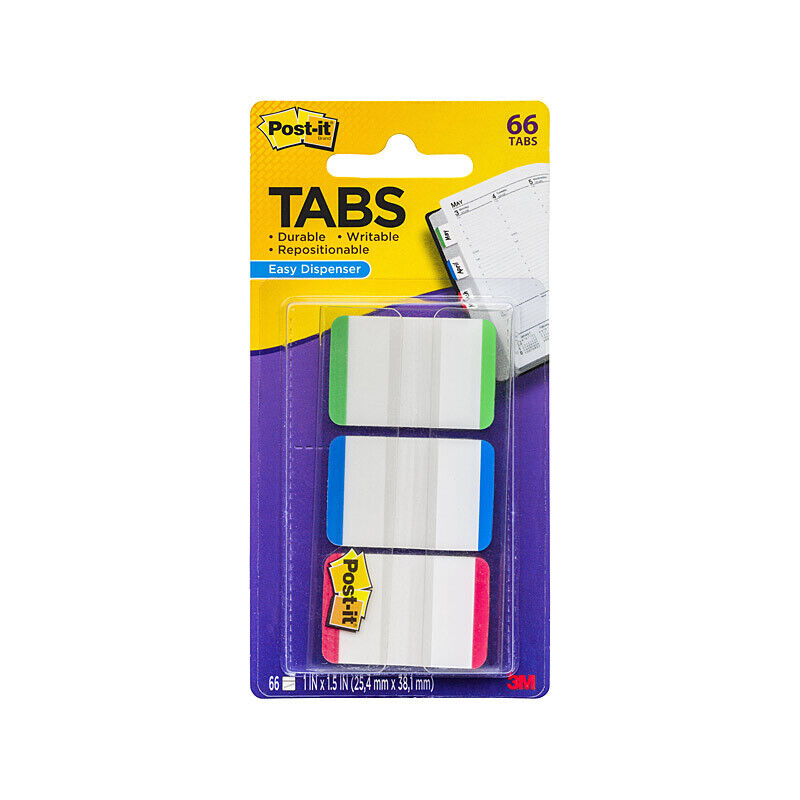 Post-It Filing Tabs Red Green Blue 25 x 38mm 3-Pack - Box of 6 - 686L