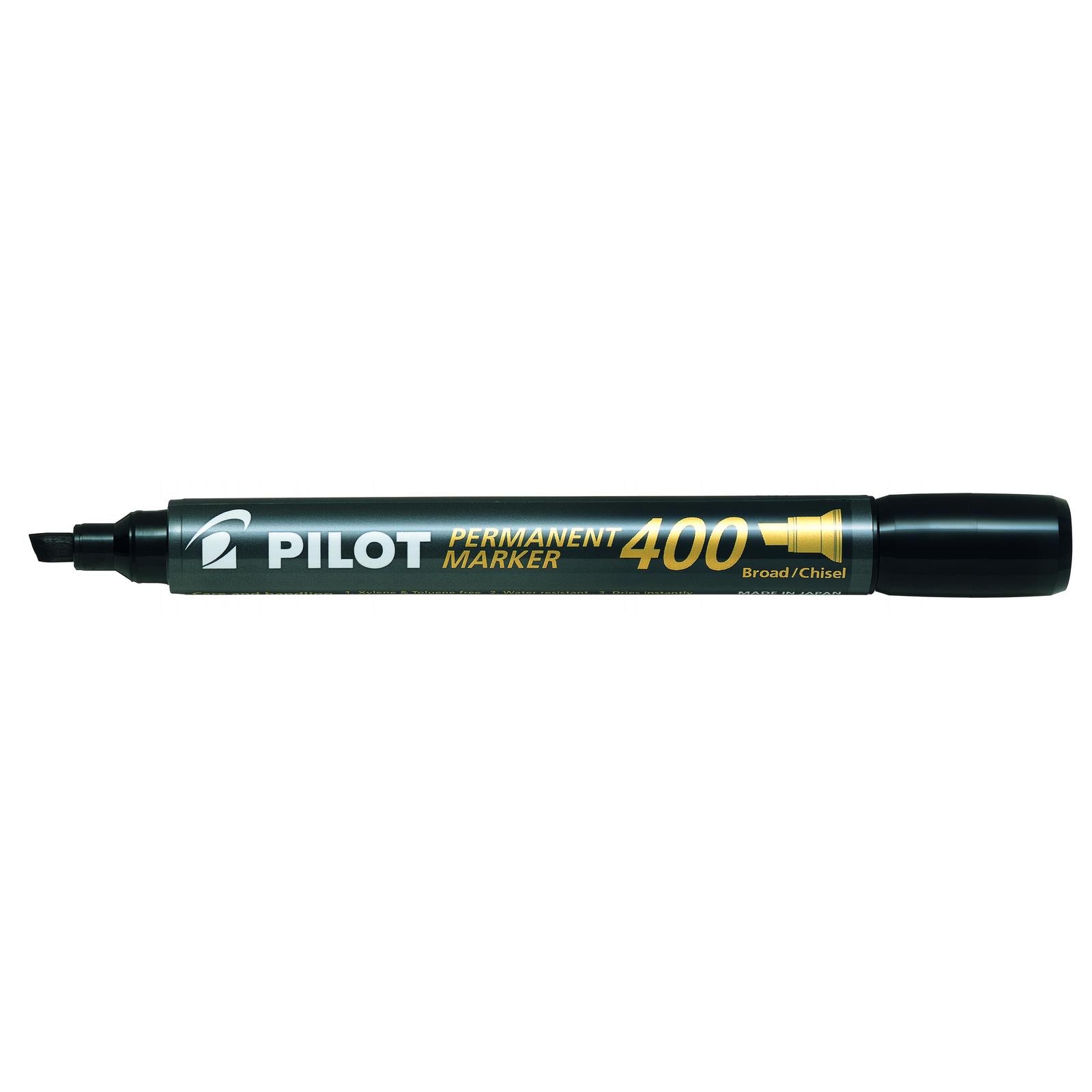Pilot Markers - 4.00mm Permanent SCA-400 (Chisel Tip Broad): Black (Box of 12)
