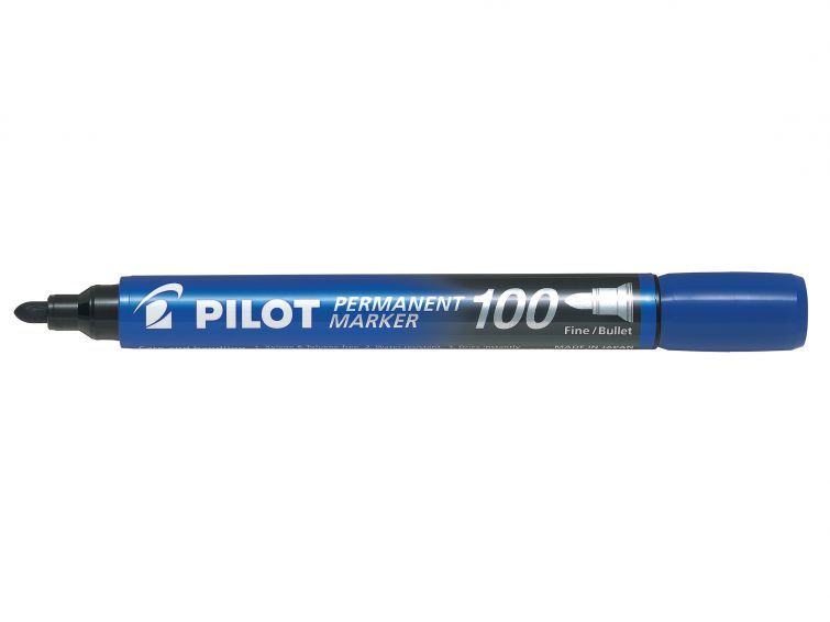Pilot Markers - 1.0mm Permanent SCA-100 (Bullet Tip Fine): Blue (Box of 12)