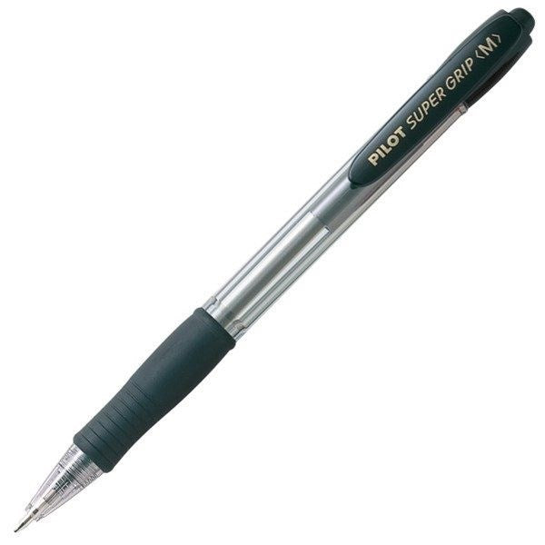 Pilot Pen - Ballpoint Super Grip BPGP-10R Retractable: Medium Black (Box of 12)