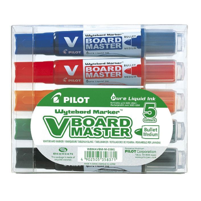 Pilot Whiteboard Markers - Begreen Master Medium Bullet: Assorted (Pack of 5)