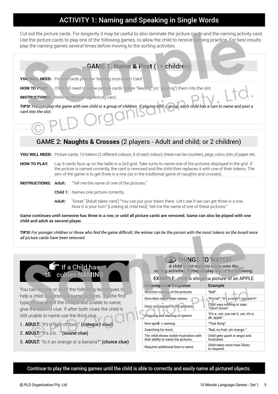10 Minute Language Games - Set 1
