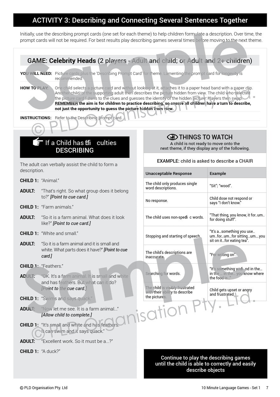 10 Minute Language Games - Set 1