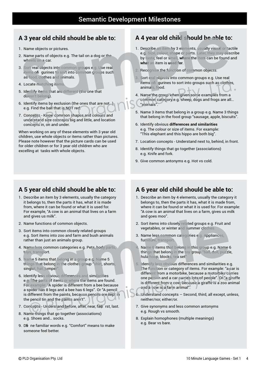 10 Minute Language Games - Set 1