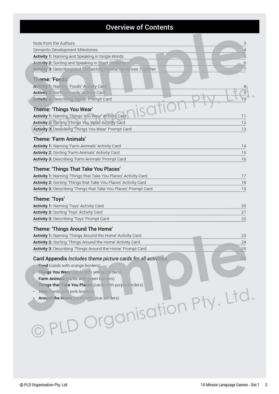 10 Minute Language Games - Set 1