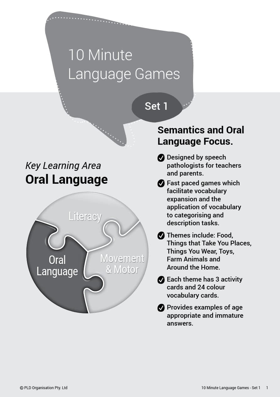 10 Minute Language Games - Set 1