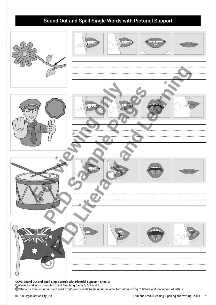 CCVC and CVCC Reading, Spelling and Writing Tasks - Stage 1: Target 3