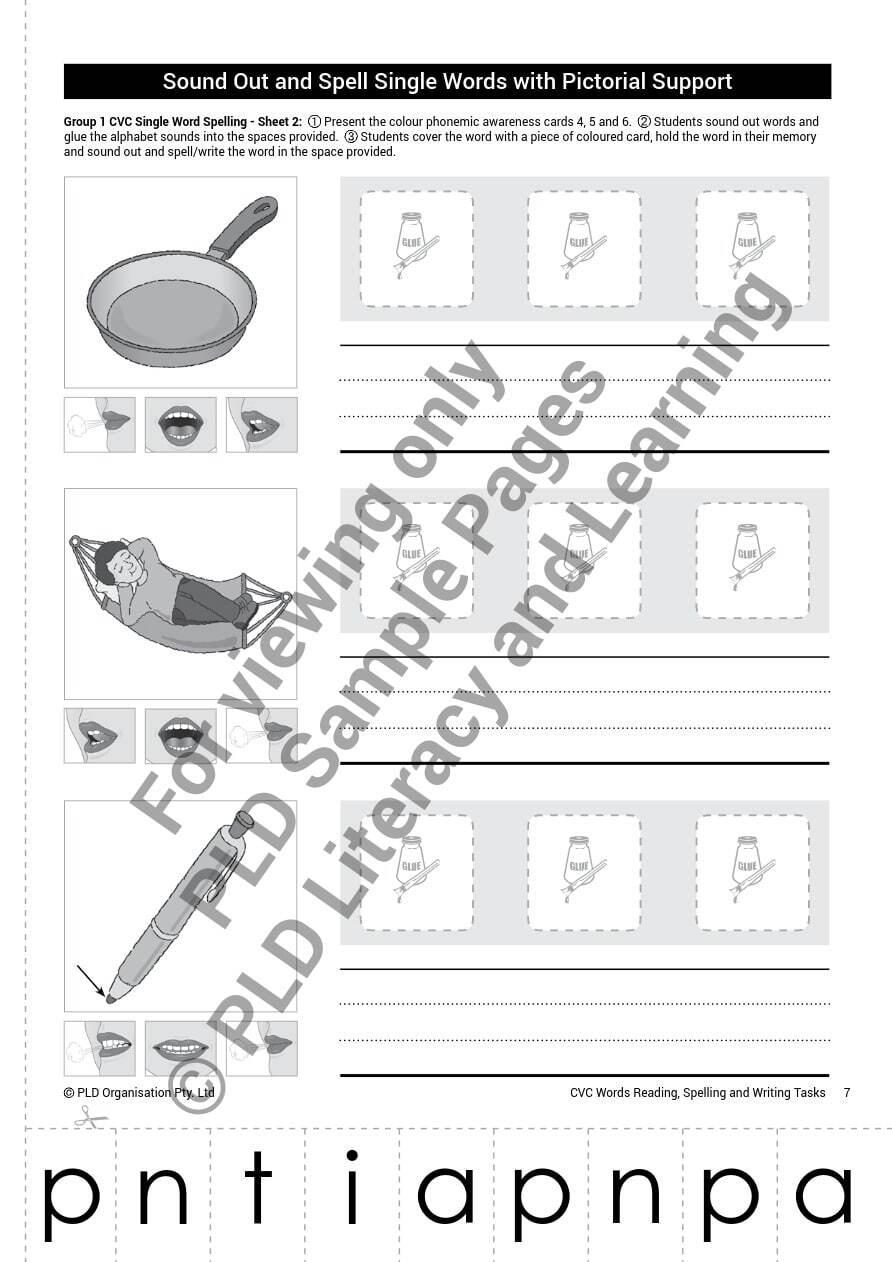 CVC Words Reading, Spelling and Writing Tasks