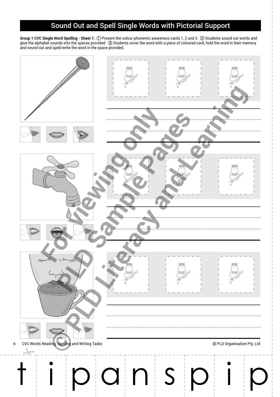CVC Words Reading, Spelling and Writing Tasks