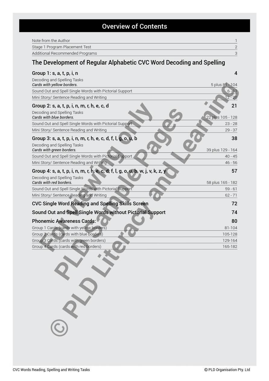 CVC Words Reading, Spelling and Writing Tasks