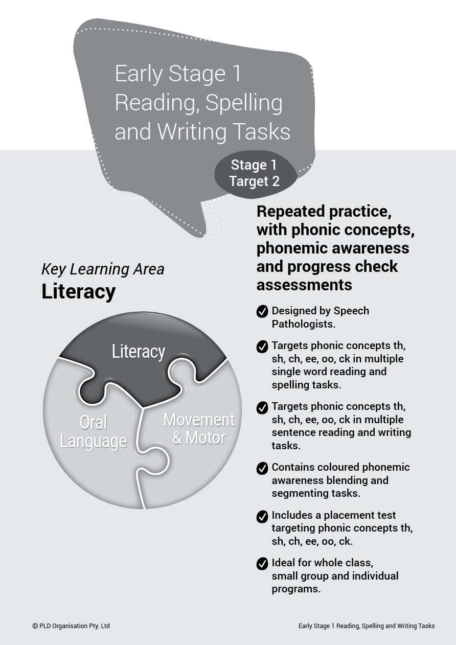 Early Stage 1 - Reading, Spelling and Writing Tasks: Target 2
