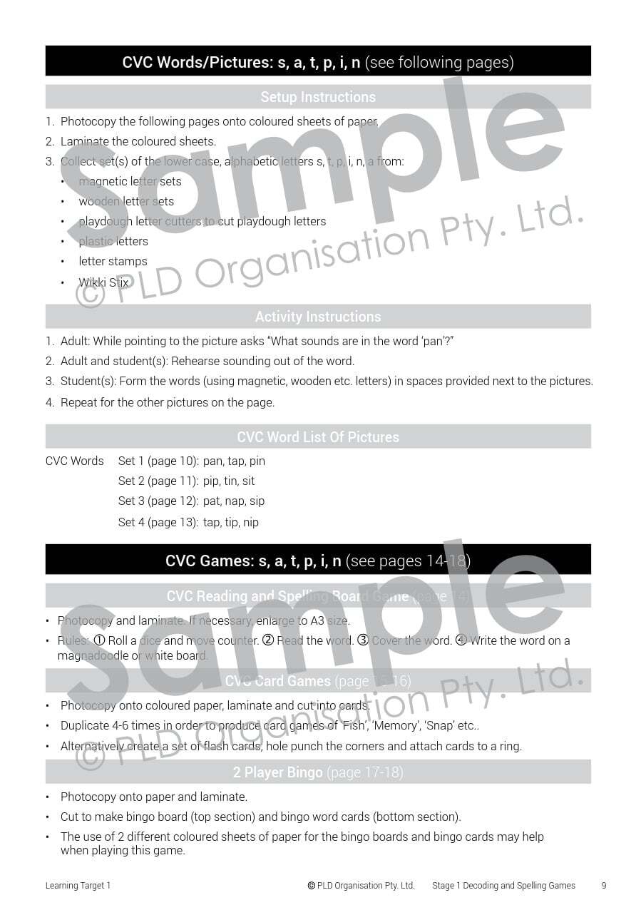 Decoding & Spelling Games - Stage 1