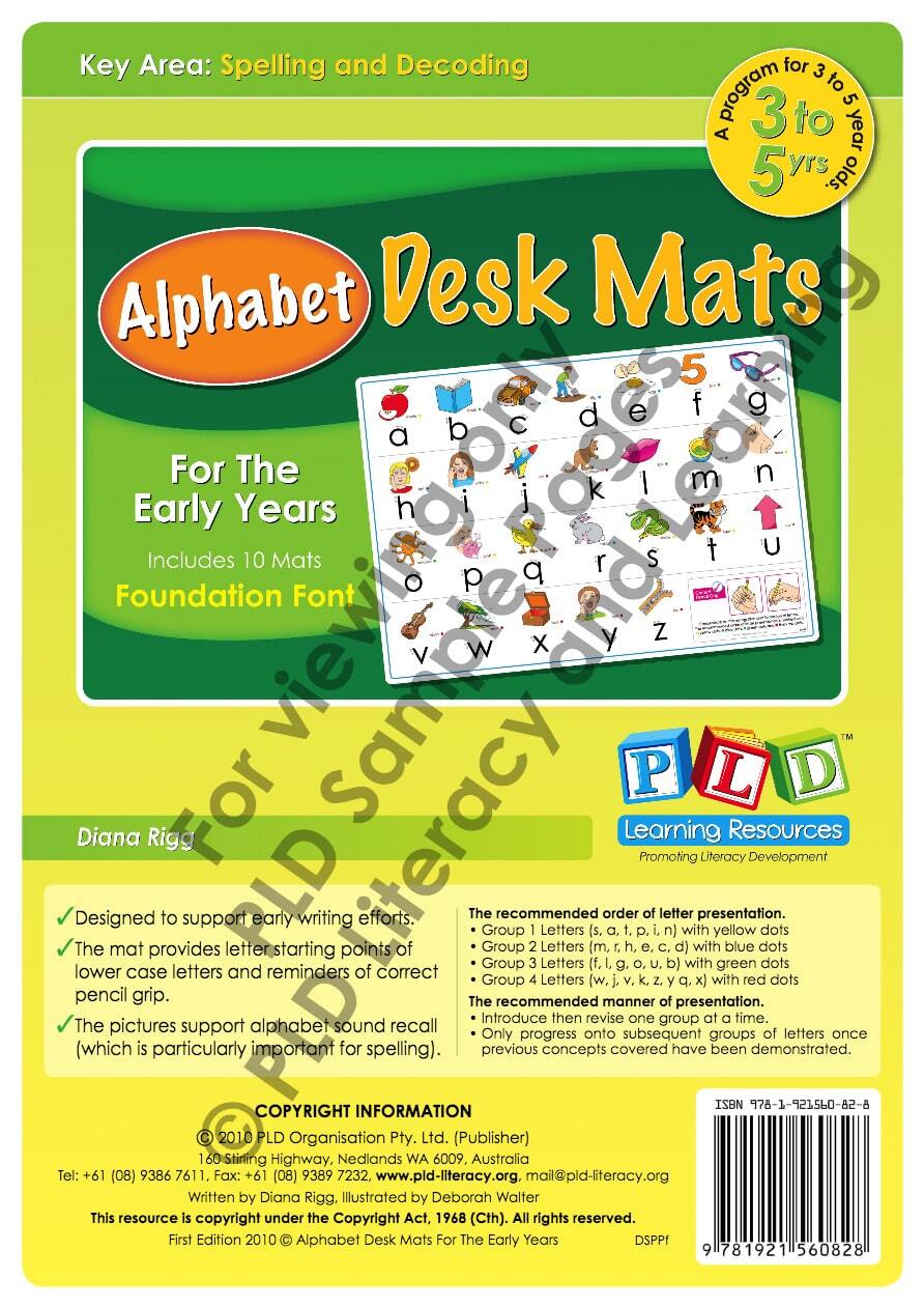 Alphabet Desk Mats for The Early Years - Foundation Font (Pack of 10)