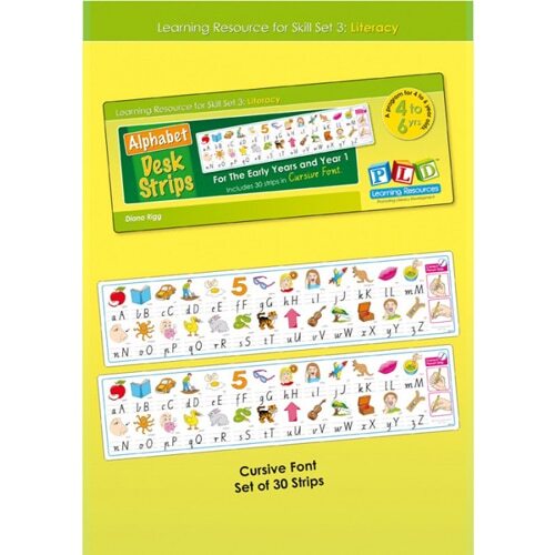Alphabet Desk Strips - Cursive Font (Pack of 30)