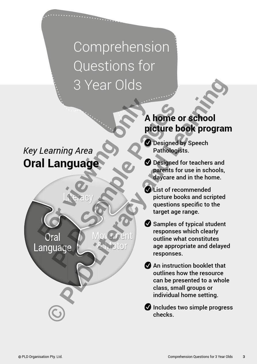 Comprehension Questions for 3 Year Olds
