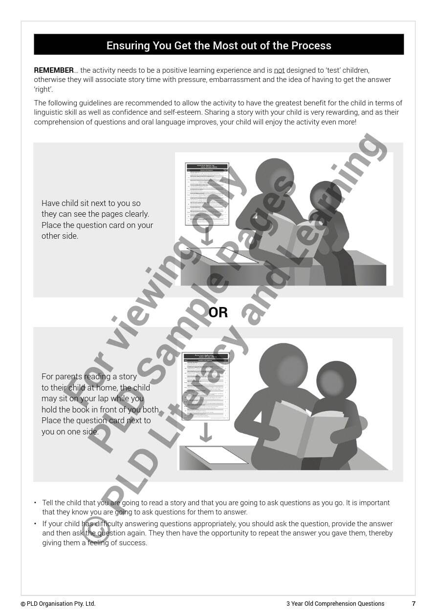 Comprehension Questions for 3 Year Olds