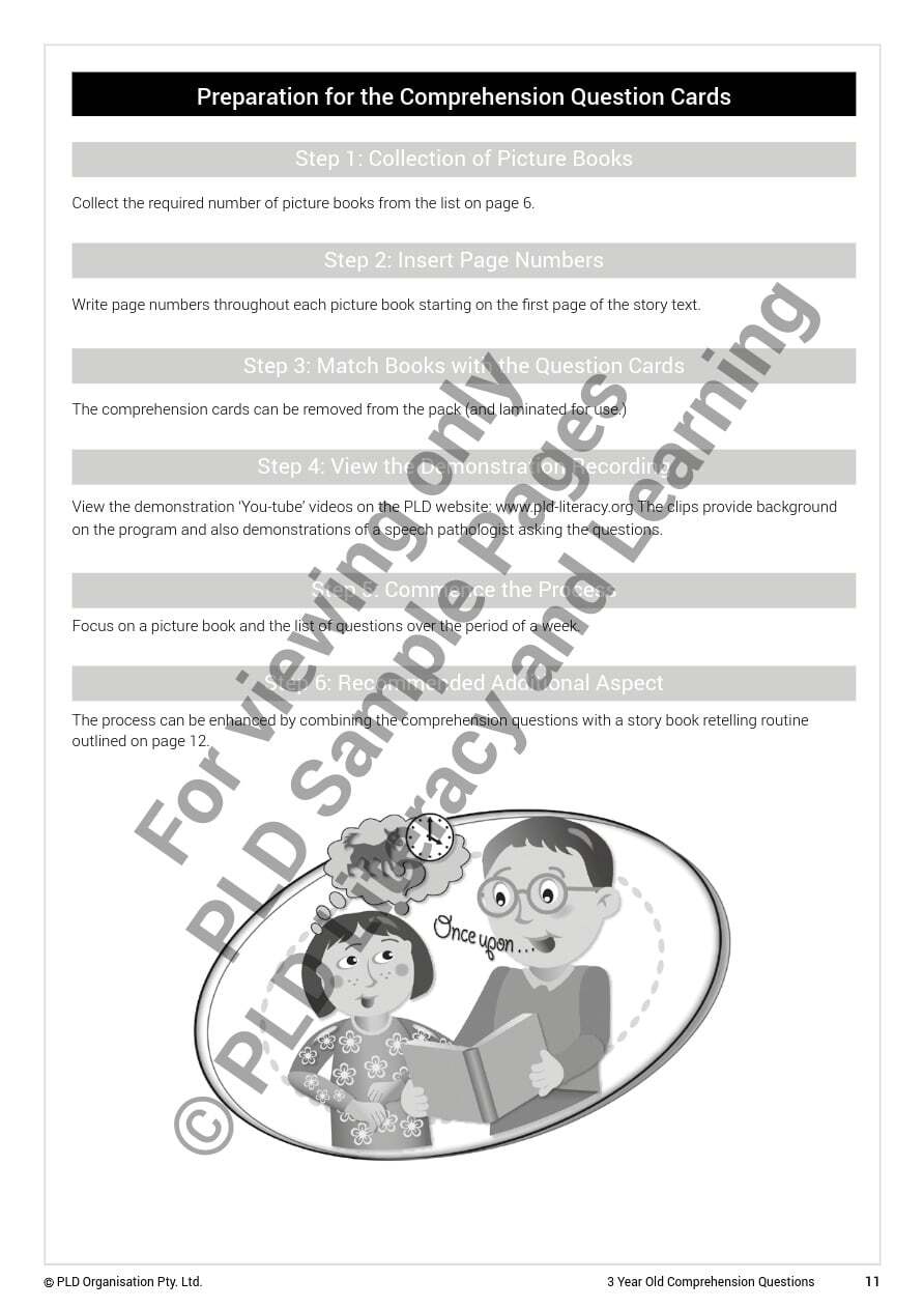Comprehension Questions for 3 Year Olds