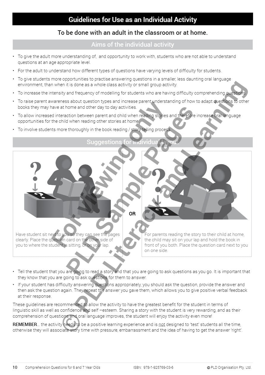 Comprehension Questions for 6 & 7 Year Olds