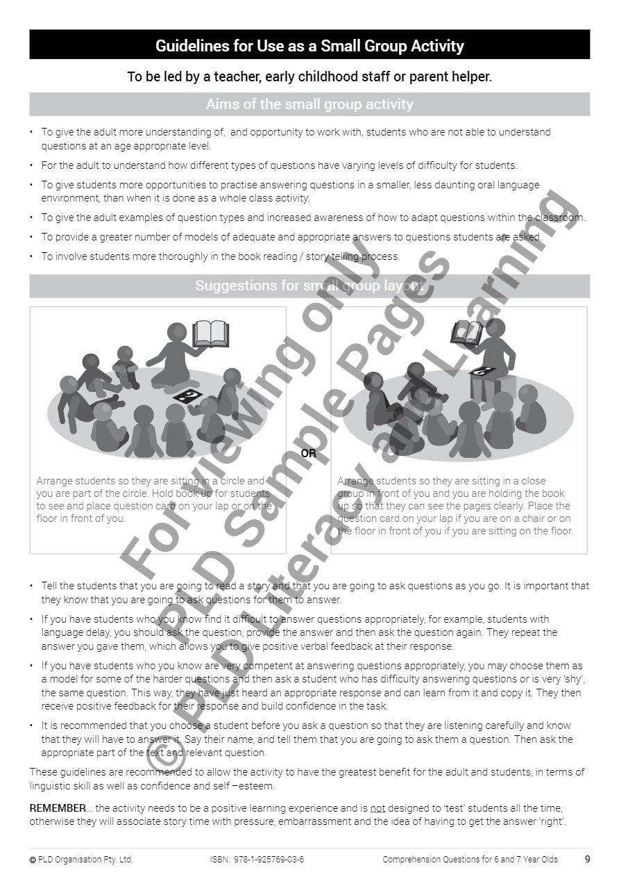 Comprehension Questions for 6 & 7 Year Olds