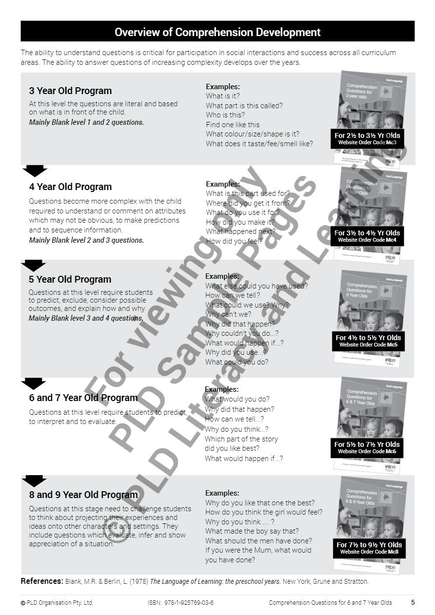 Comprehension Questions for 6 & 7 Year Olds